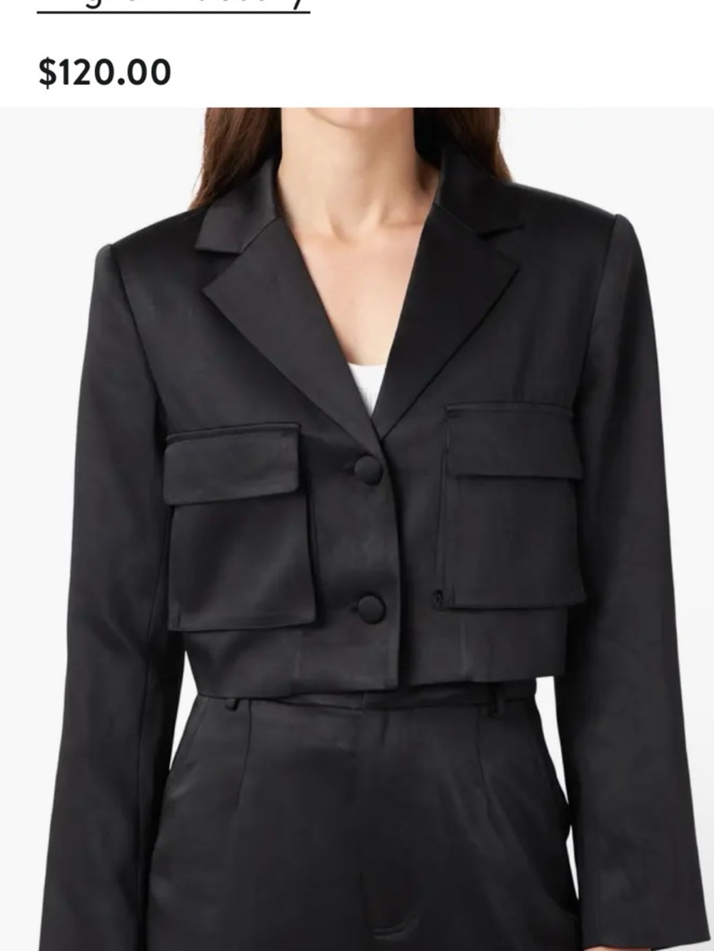 English Factory Cropped Satin Blazer - Picture 4 of 5